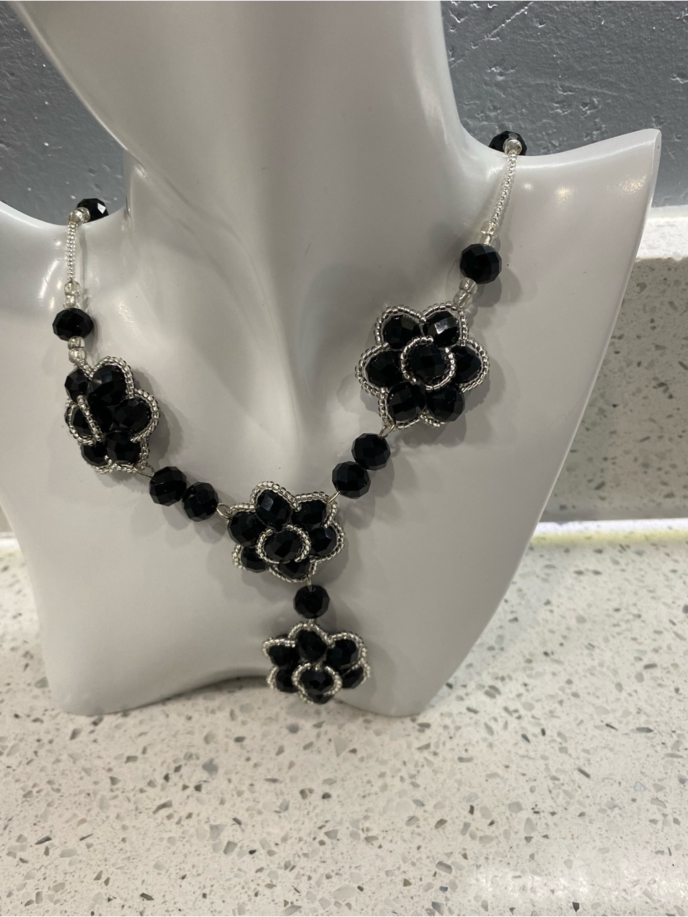Handmade Beaded Flower Statement Necklace | Artisan Floral Jewelry -